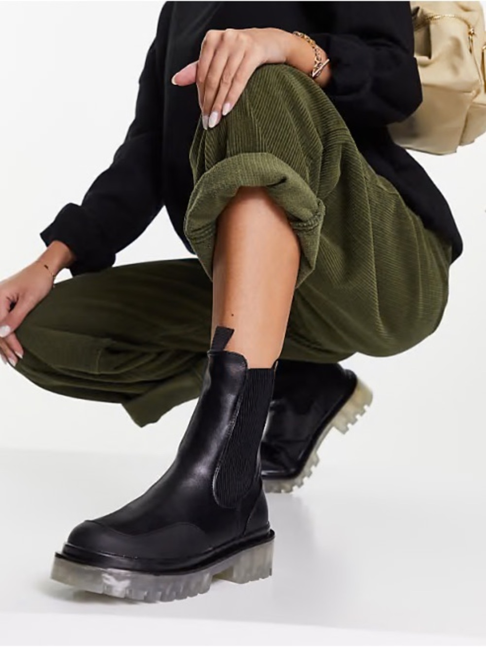 New Black ASOS Chelsea Lug Sole Always Clear Ankle Boots Size 10 New